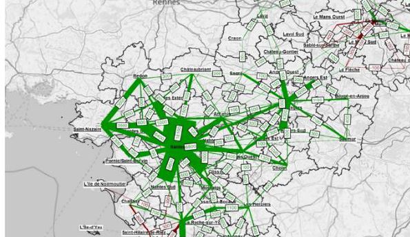 SRADDET Pays de la Loire - Carte des prévisions de déplacement en 2030 - l'enclavement du saumurois